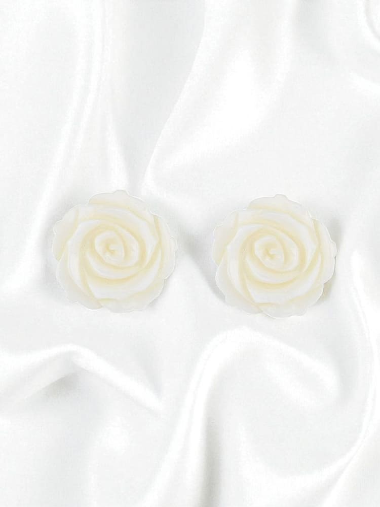 Rosa pendientes de clip plata 925 sin agujeros Zambba