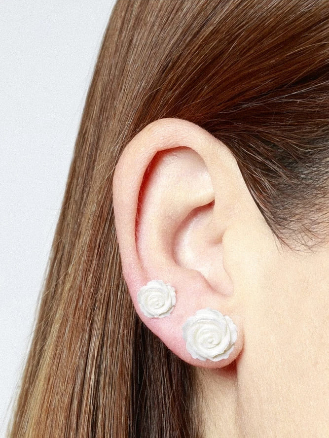 Rosa pendientes de clip plata 925 sin agujeros Zambba