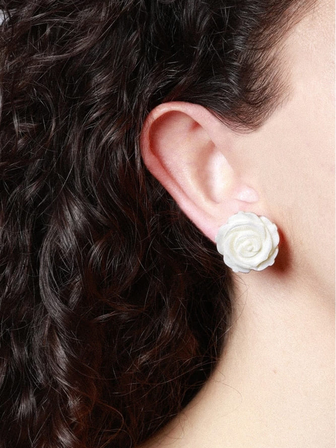 Rosa pendientes de clip plata 925 sin agujeros Zambba
