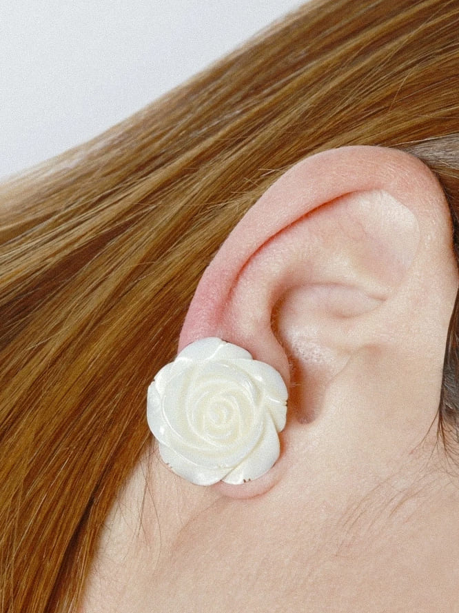 Rosa pendientes de clip plata 925 sin agujeros Zambba